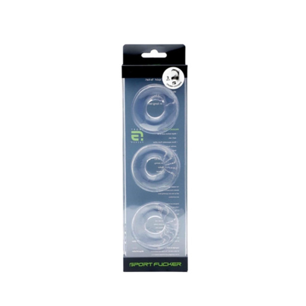 Sport Fucker Rubber Cockring Chubby - Pack de 3 transparents